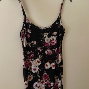 Spaghetti strap black flower dress